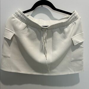 Women’s Cream Cargo Pocket Drawstring Skirt